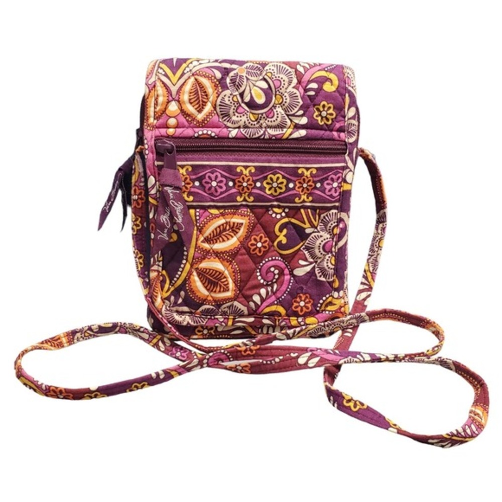 Vera Bradley Hipster Crossbody Bag Womens Purple Multi Fabric Paisley Zip Pocket